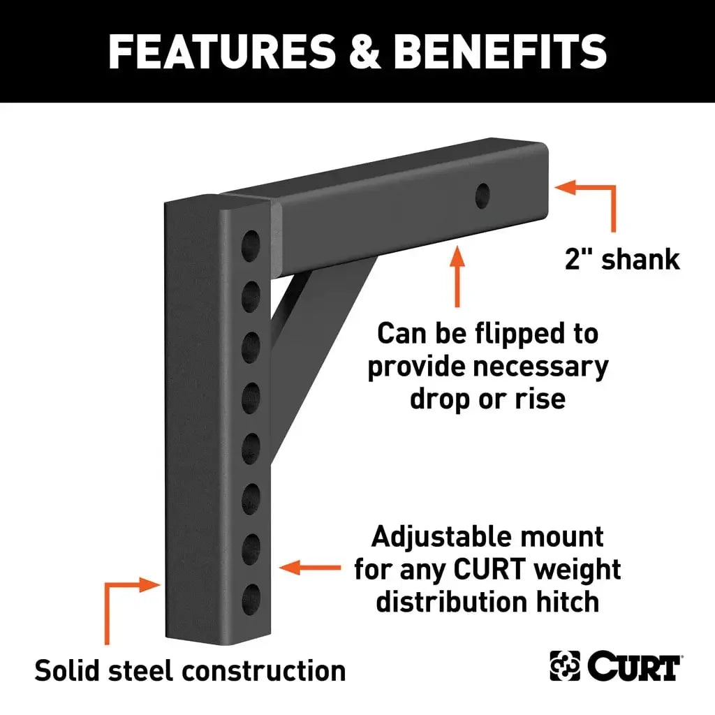 CURT 17120 Weight Distribution Shank (2" Shank, 5-5/8" Drop, 8-7/8" Rise) - View 3
