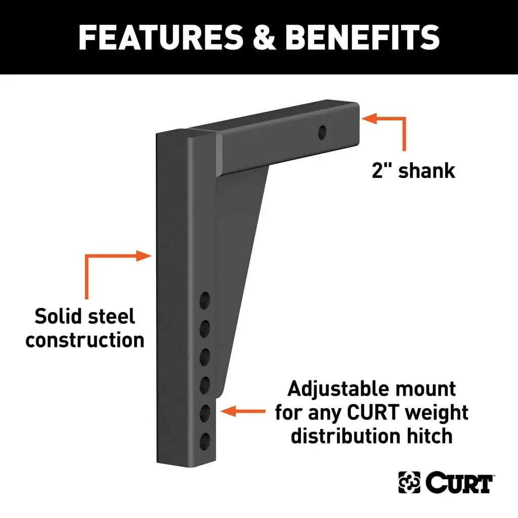 CURT 17124 Weight Distribution Shank (2" Shank, 8-3/4" Drop) - View 3