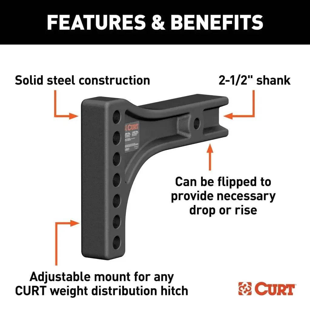 CURT 17131 Weight Distribution Shank (2-1/2" Shank, 2" Drop, 6" Rise) - View 3