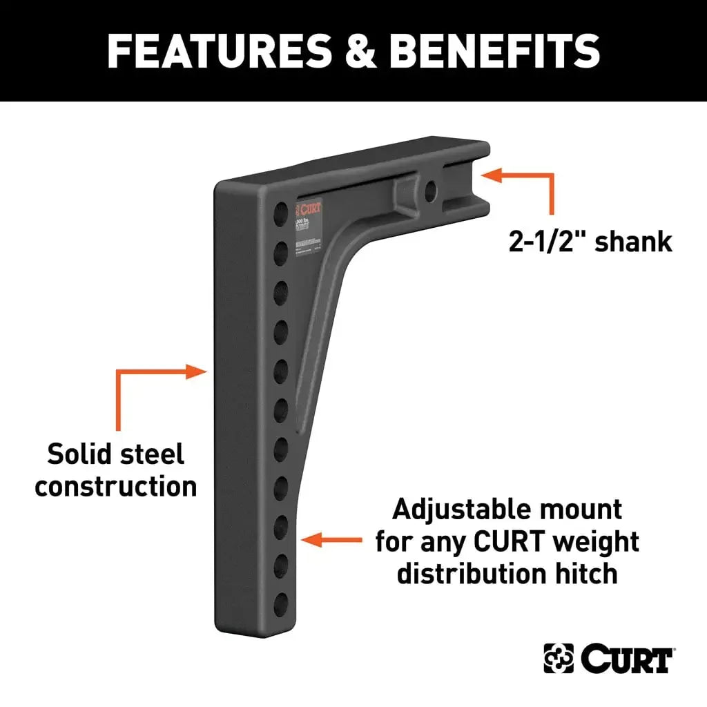 CURT 17132 Weight Distribution Shank (2-1/2" Shank, 8" Drop) - View 3