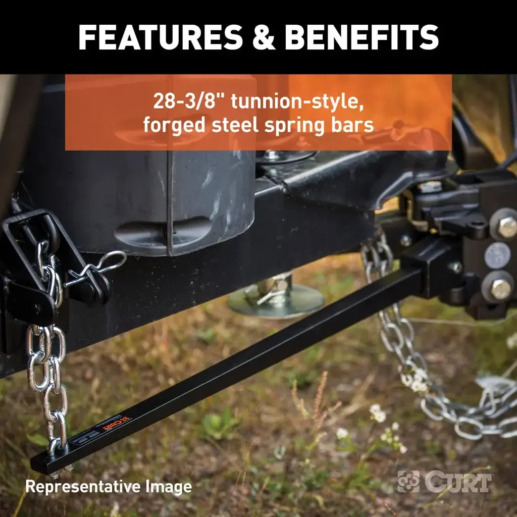 CURT 17333 Short Trunnion Bar Weight Distribution Hitch (10K - 15K lbs., 28-3/8" Bars) - View 6