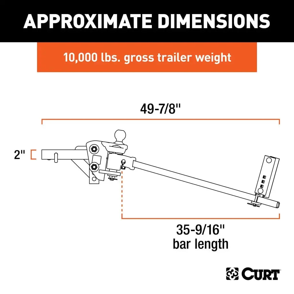 CURT 17500 TruTrack 4P Weight Distribution Hitch with 4x Sway Control, 8-10K - View 2