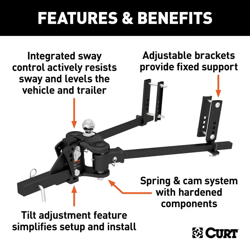 CURT 17500 TruTrack 4P Weight Distribution Hitch with 4x Sway Control, 8-10K - View 3