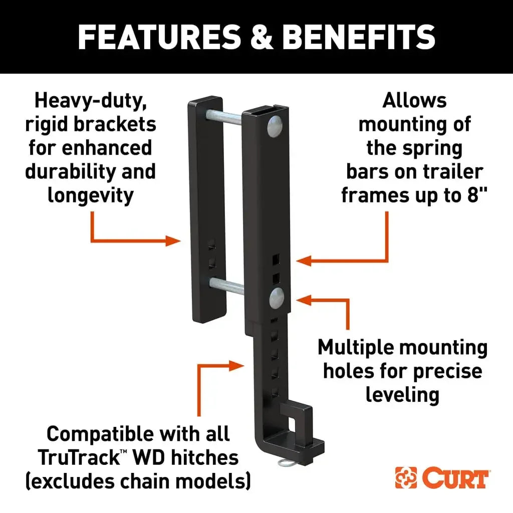 CURT 17518 TruTrack™ Heavy-Duty 8" Adjustable Support Brackets (2-Pack) - View 2