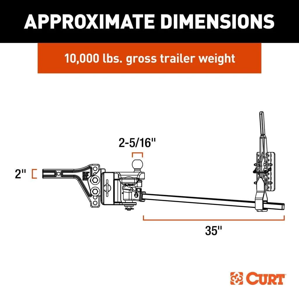 CURT 17520 TruTrack 4P Trailer-Mounted Weight Distribution Hitch, 8-10K - View 4