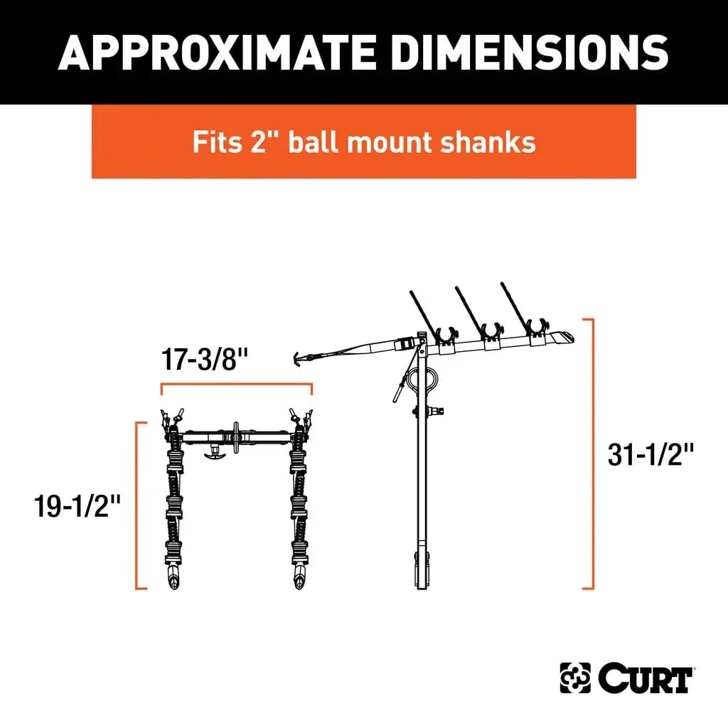 CURT 18013 Clamp-On Bike Rack (3 Bikes, Fits Over 2" Shank) - View 2