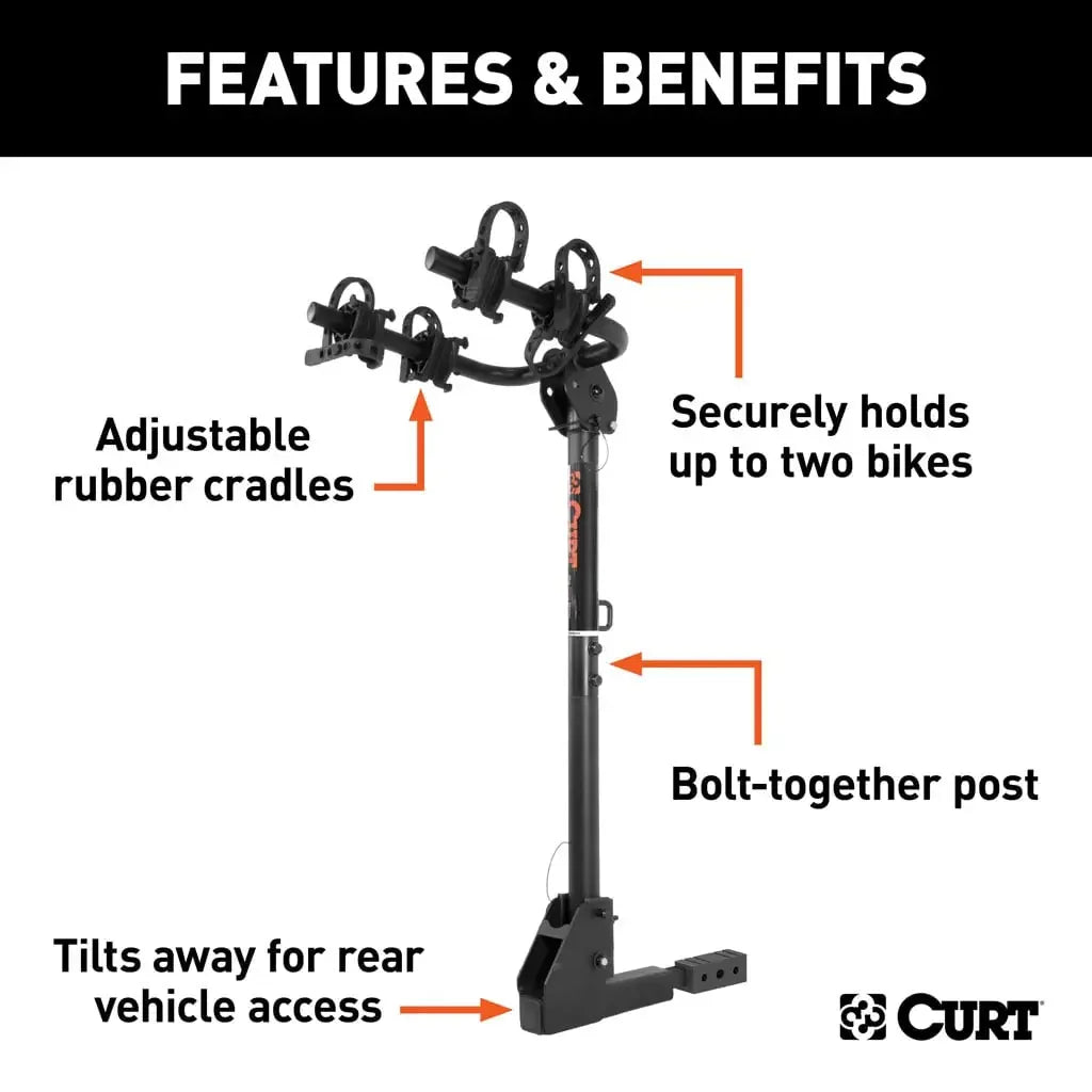 CURT 18021 Hitch-Mounted Bike Rack (2 Bikes, 1-1/4" or 2" Shank) - View 3