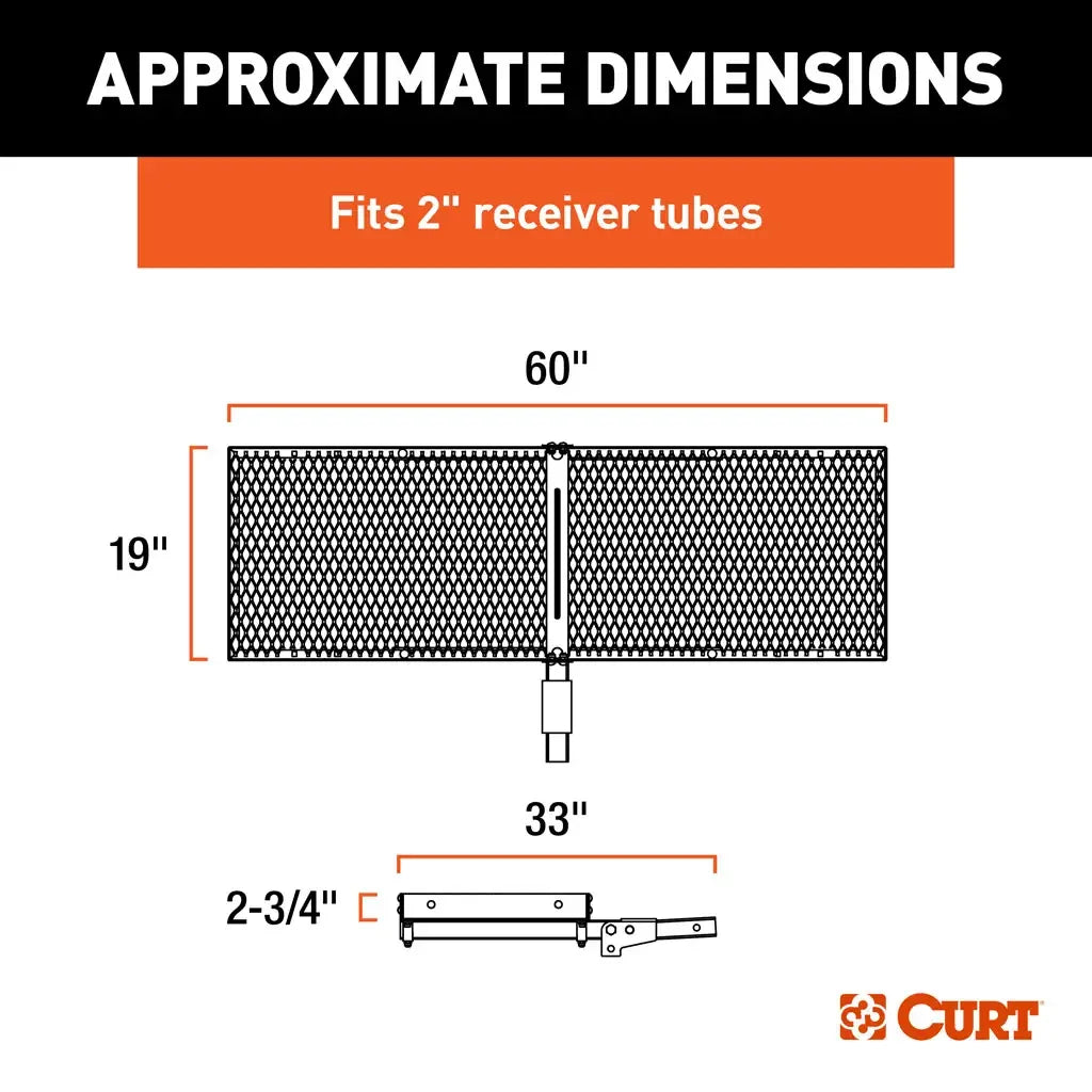 CURT 18100 60" x 20" Aluminum Tray Cargo Carrier (Folding 2" Shank, 500 lbs.) - View 2