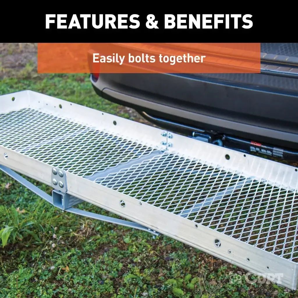 CURT 18100 60" x 20" Aluminum Tray Cargo Carrier (Folding 2" Shank, 500 lbs.) - View 5