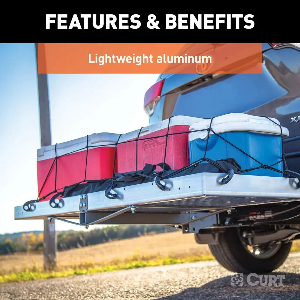 CURT 18100 60" x 20" Aluminum Tray Cargo Carrier (Folding 2" Shank, 500 lbs.) - View 6