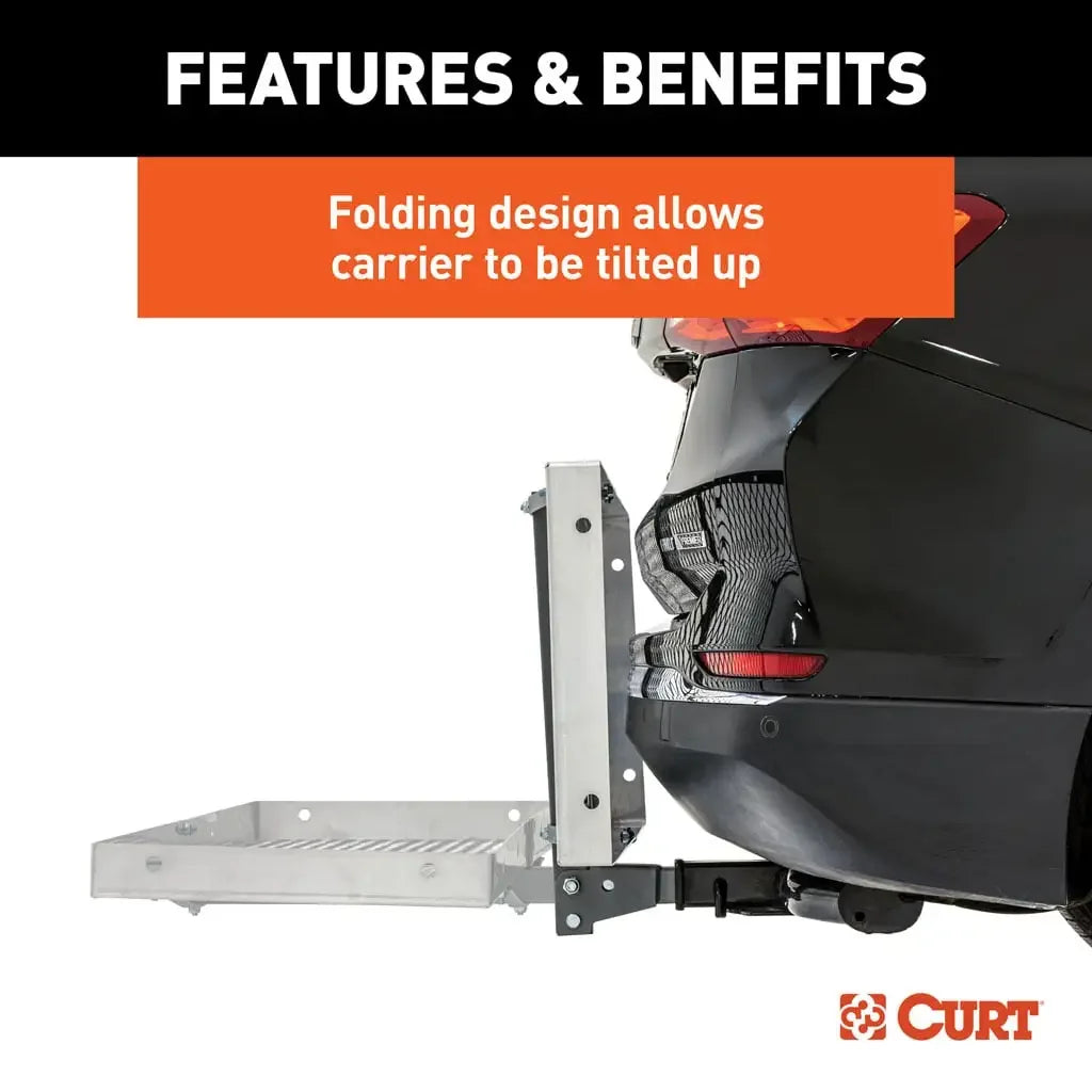 CURT 18100 60" x 20" Aluminum Tray Cargo Carrier (Folding 2" Shank, 500 lbs.) - View 7