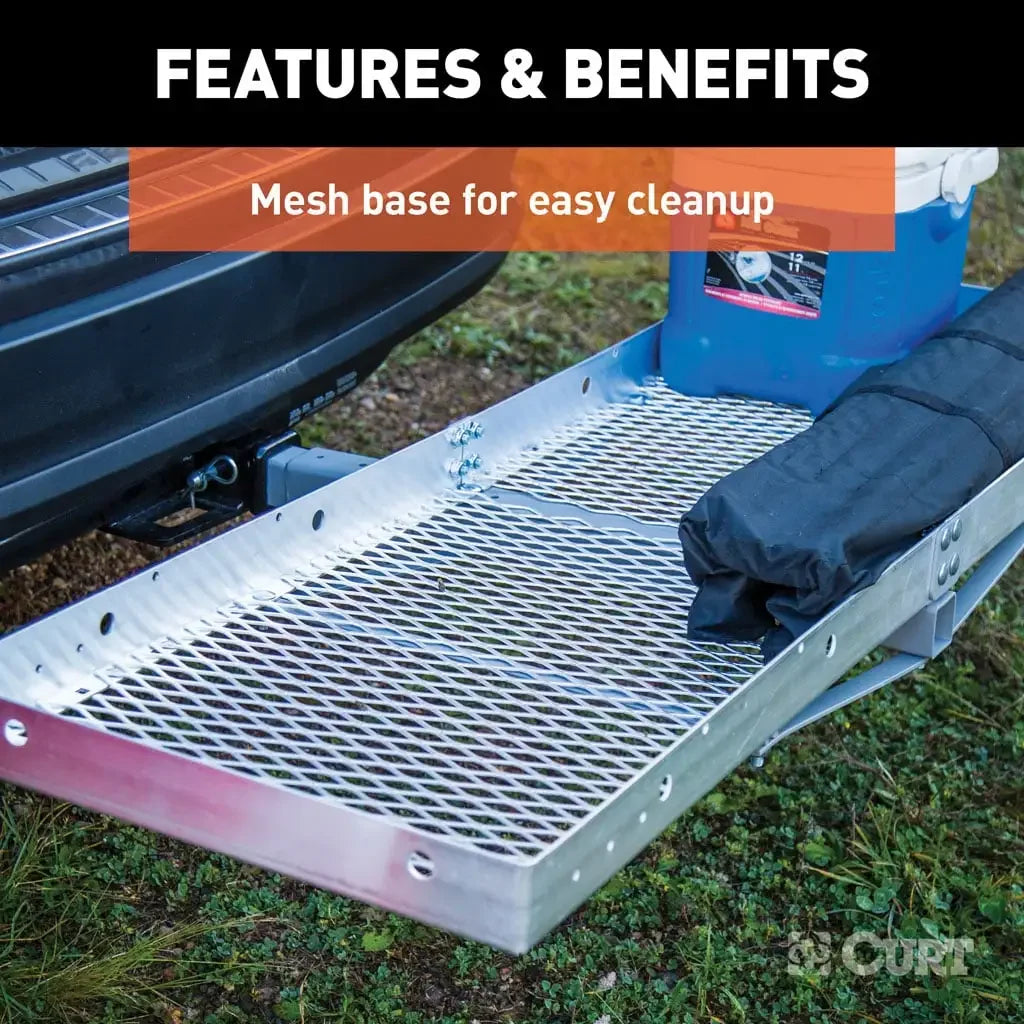 CURT 18100 60" x 20" Aluminum Tray Cargo Carrier (Folding 2" Shank, 500 lbs.) - View 8