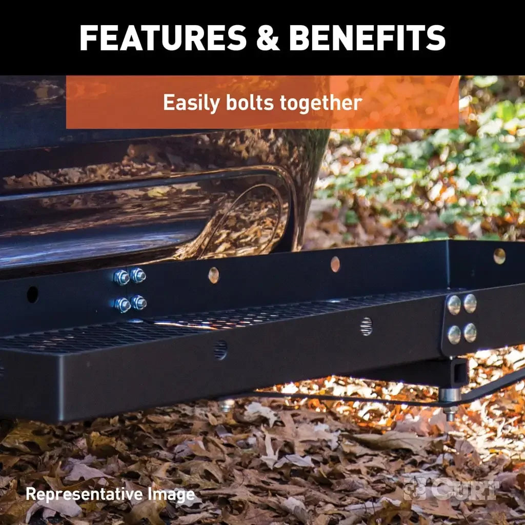 CURT 18109 60" x 20" Black Steel Tray Cargo Carrier (Folding 2" Shank, 500 lbs.) - View 5