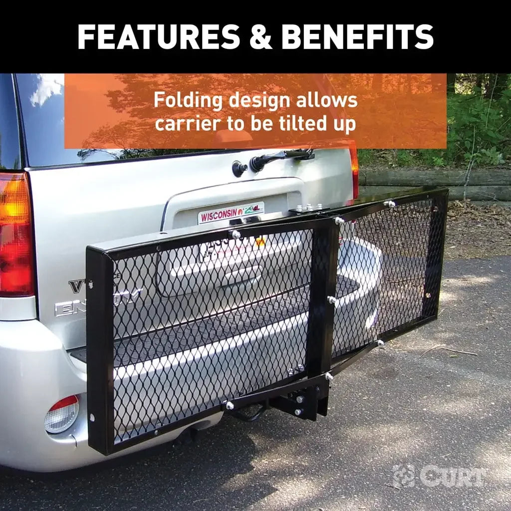CURT 18109 60" x 20" Black Steel Tray Cargo Carrier (Folding 2" Shank, 500 lbs.) - View 6