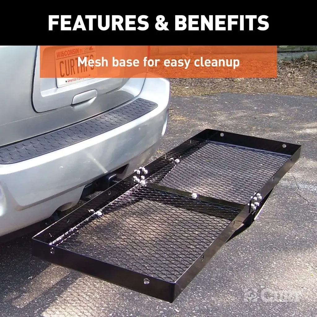 CURT 18109 60" x 20" Black Steel Tray Cargo Carrier (Folding 2" Shank, 500 lbs.) - View 7