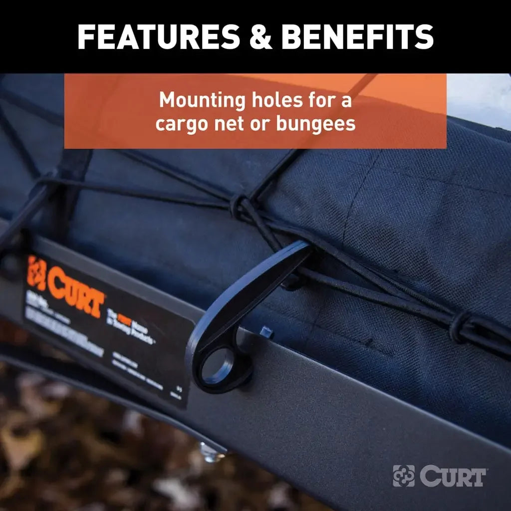 CURT 18109 60" x 20" Black Steel Tray Cargo Carrier (Folding 2" Shank, 500 lbs.) - View 8