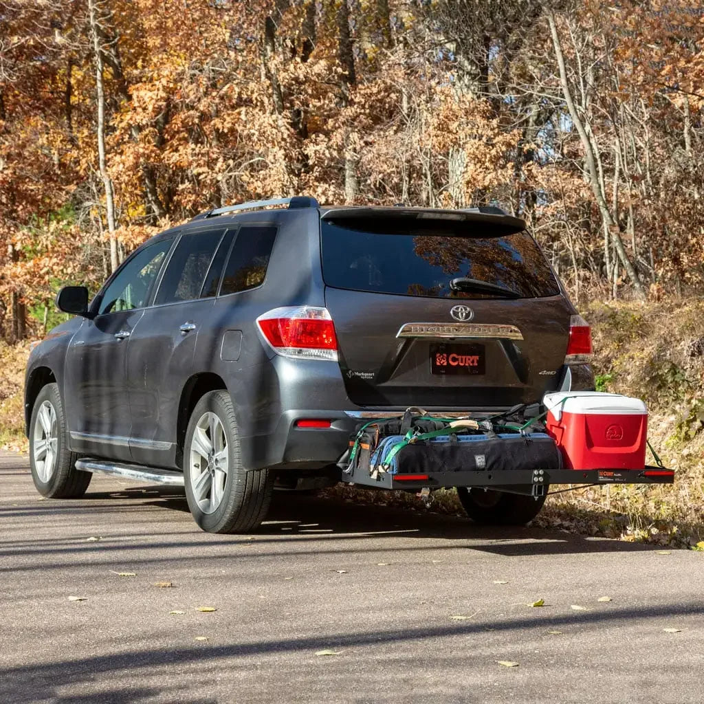 CURT 18109 60" x 20" Black Steel Tray Cargo Carrier (Folding 2" Shank, 500 lbs.) - View 9