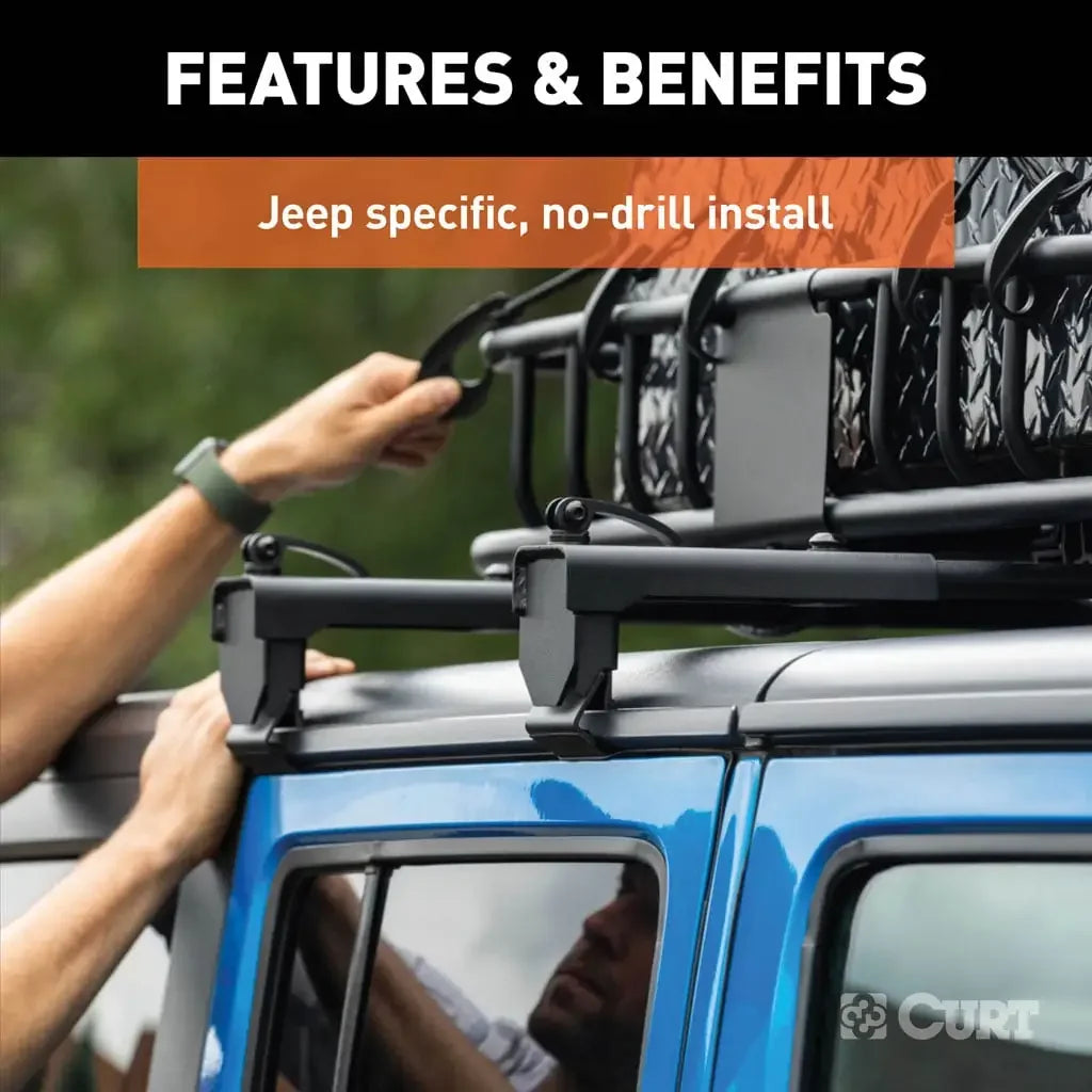 CURT 18122 Jeep Roof Rack Crossbars for Wrangler JL, Gladiator (2-Pack) - View 4