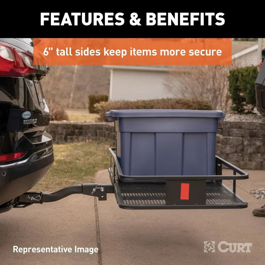 CURT 18152 60" x 24" Black Steel Basket Cargo Carrier (Fixed 2" Shank, 500 lbs.) - View 5