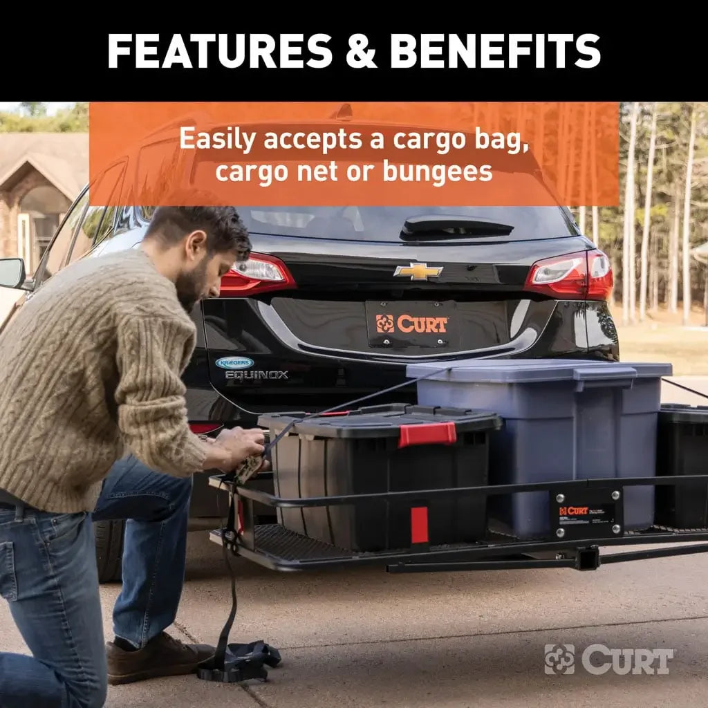 CURT 18152 60" x 24" Black Steel Basket Cargo Carrier (Fixed 2" Shank, 500 lbs.) - View 8