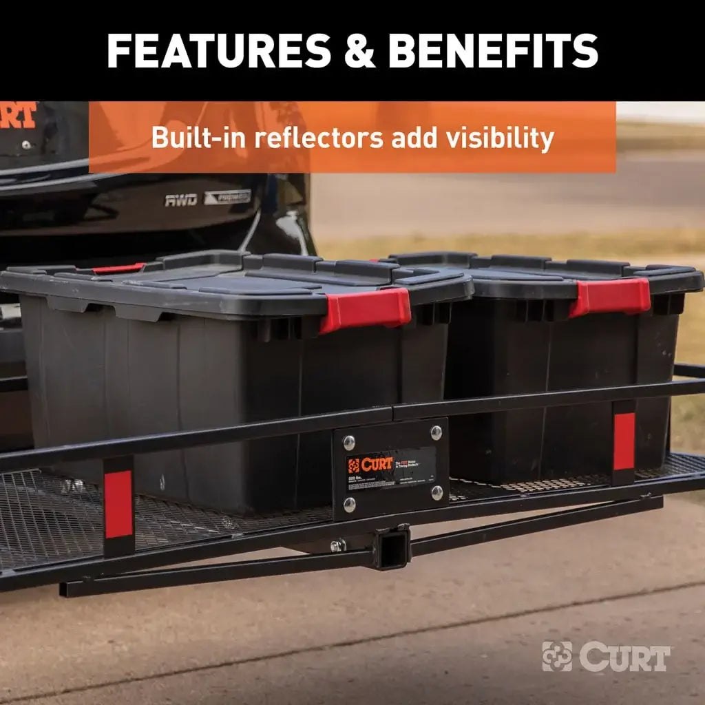 CURT 18153 60" x 24" Black Steel Basket Cargo Carrier (Folding 2" Shank, 500 lbs.) - View 8