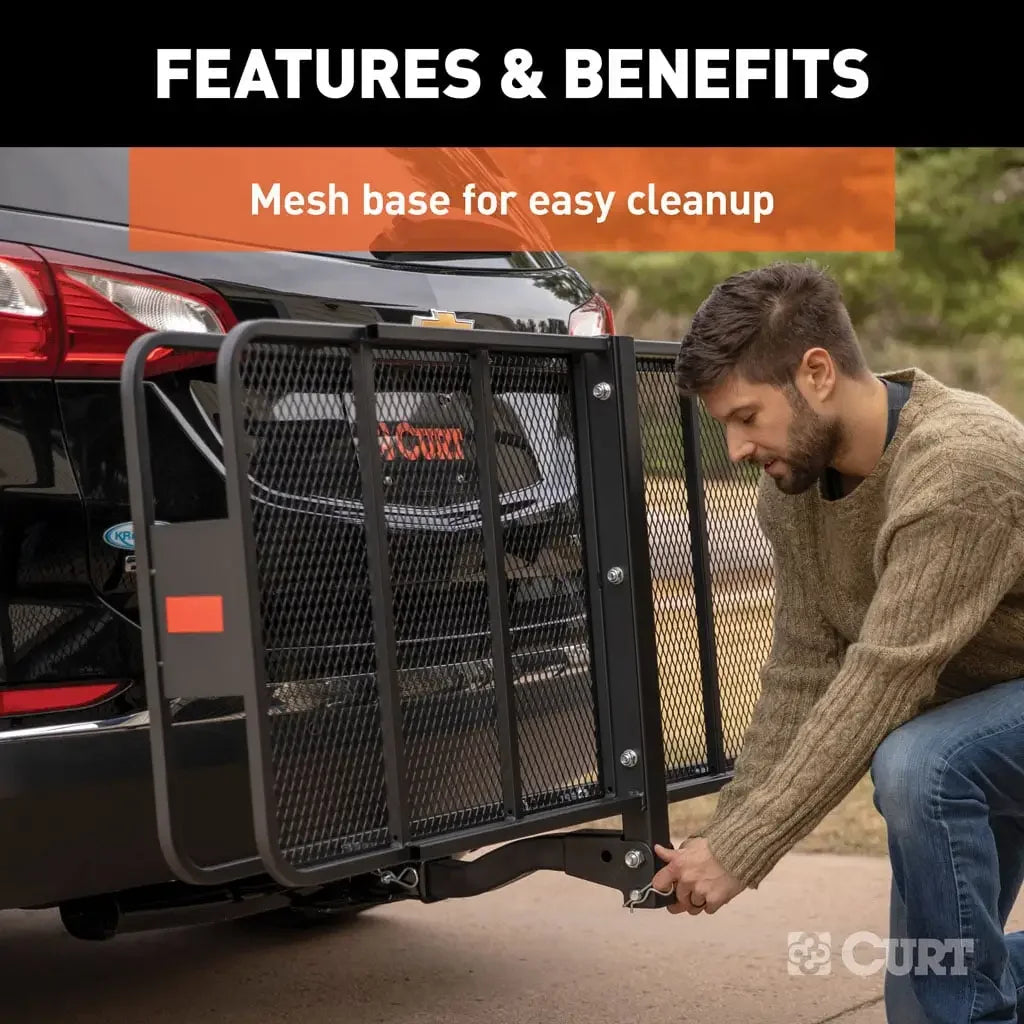 CURT 18153 60" x 24" Black Steel Basket Cargo Carrier (Folding 2" Shank, 500 lbs.) - View 9