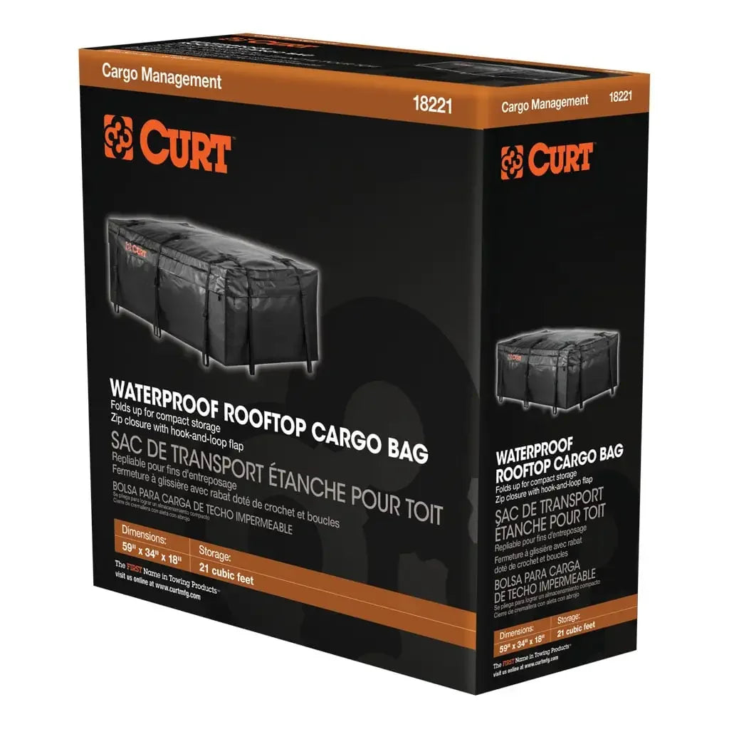 CURT 18221 59" x 34" x 21" Weather-Resistant Vinyl Roof Rack Cargo Bag - View 10