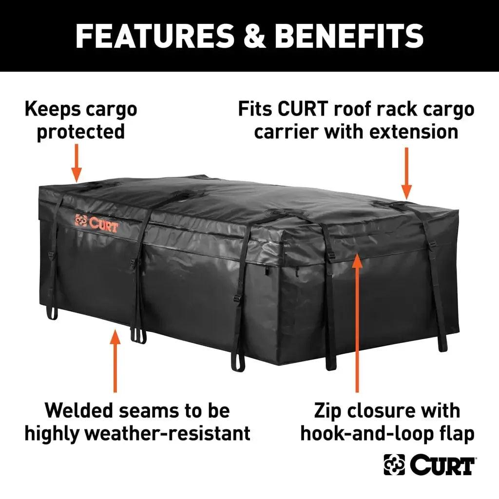 CURT 18221 59" x 34" x 21" Weather-Resistant Vinyl Roof Rack Cargo Bag - View 3