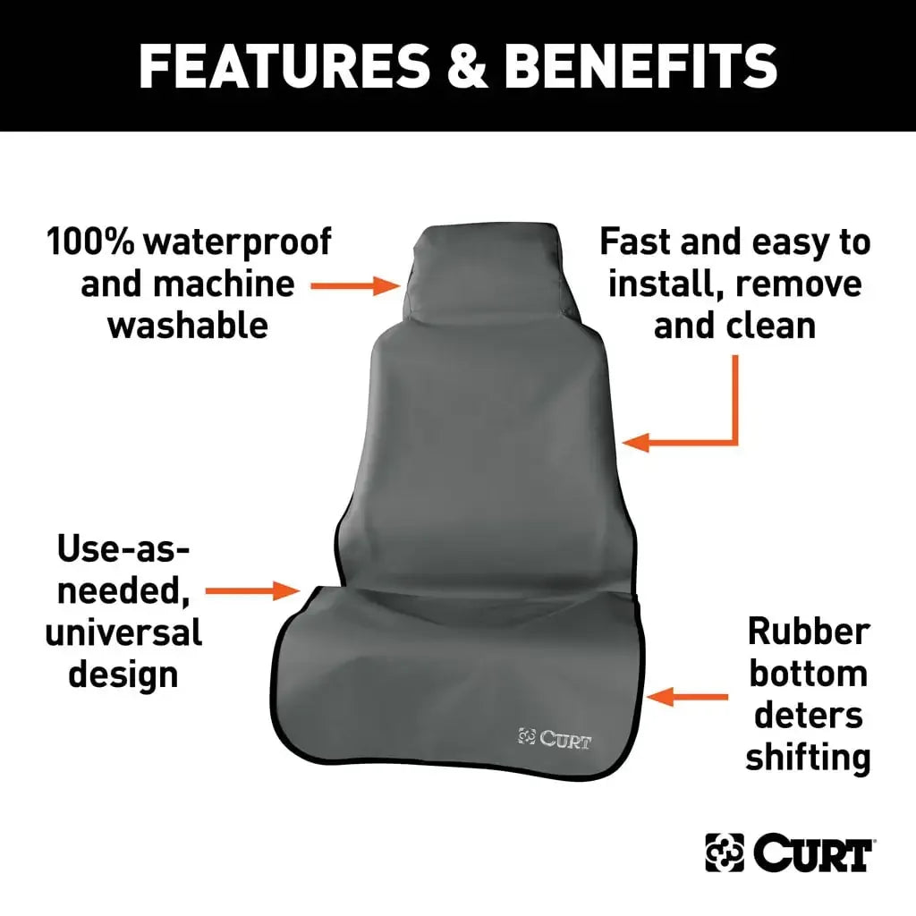CURT 18500 Seat Defender 58" x 23" Removable Waterproof Grey Bucket Seat Cover - View 3