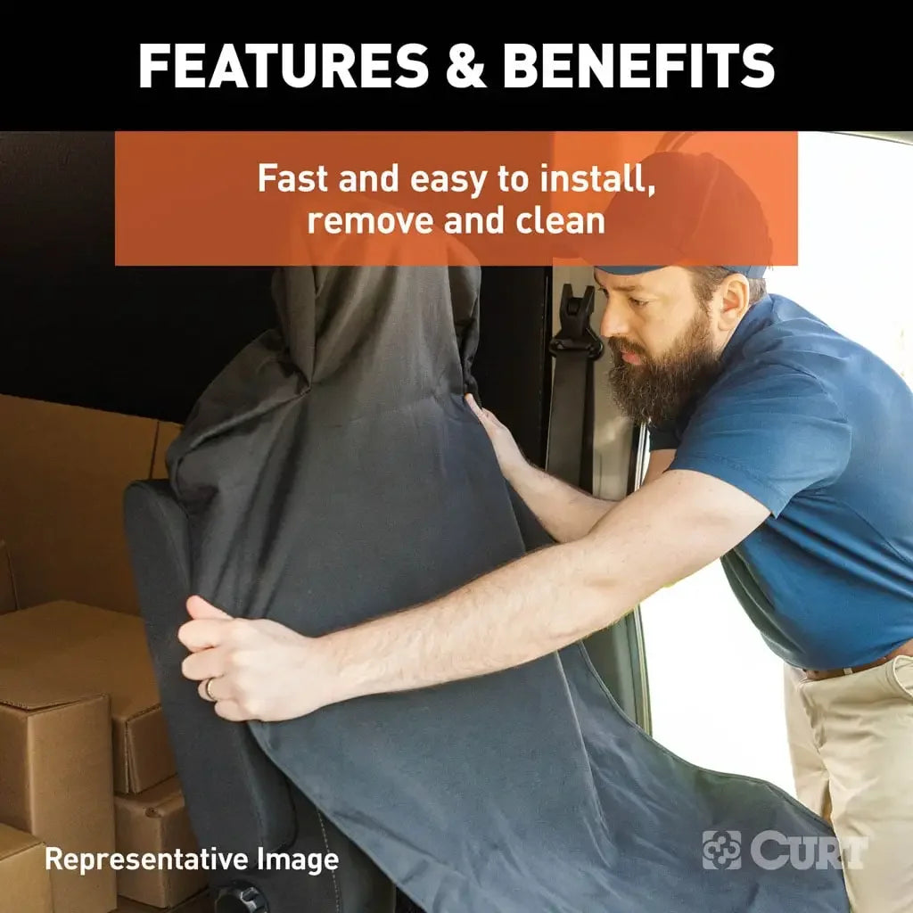 CURT 18500 Seat Defender 58" x 23" Removable Waterproof Grey Bucket Seat Cover - View 5