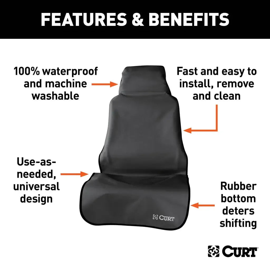 CURT 18501 Seat Defender 58" x 23" Removable Waterproof Black Bucket Seat Cover - View 3