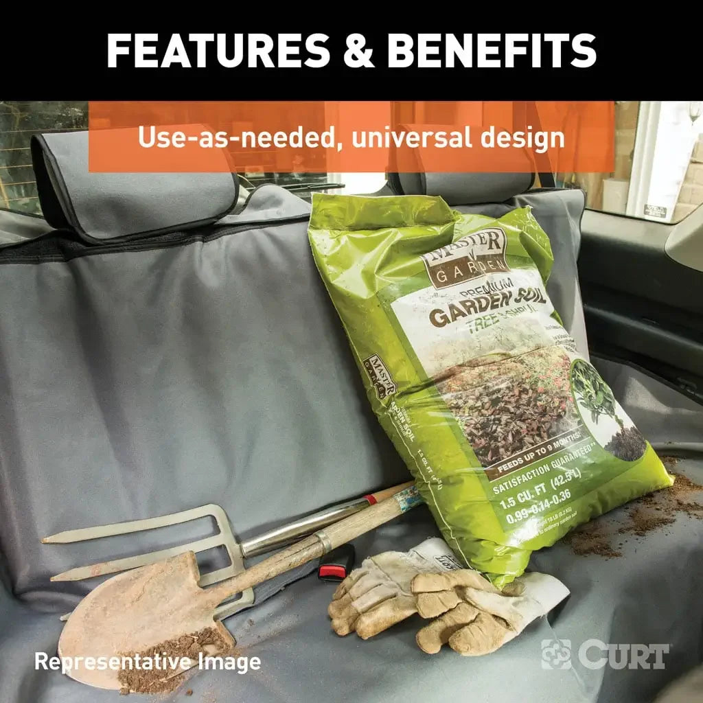 CURT 18522 Seat Defender 58" x 63" Removable Waterproof Brown XL Bench Truck Seat Cover - View 4