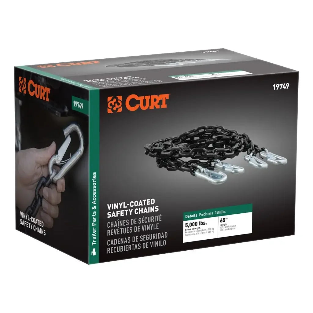CURT 19749 65" Safety Chains with 2 Snap Hooks Each (5,000 lbs, Vinyl-Coated, 2-Pack) - View 4