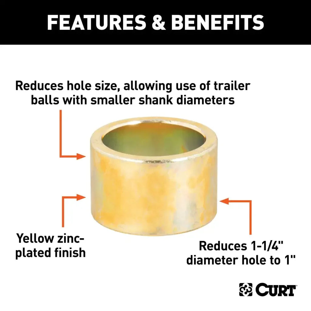 CURT 21201 Trailer Ball Reducer Bushing (From 1-1/4" to 1" Stem, Packaged) - View 3