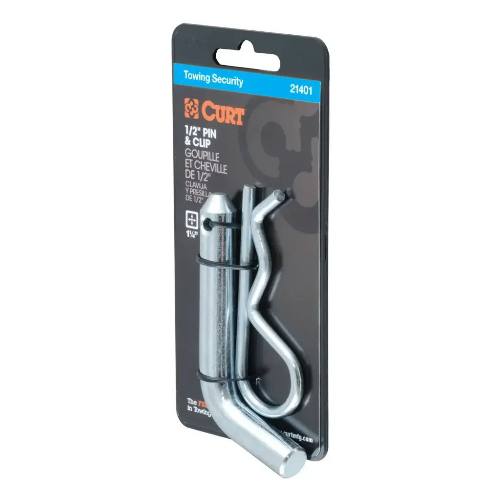 CURT 21401 1/2" Hitch Pin (1-1/4" Receiver, Zinc, Packaged) - View 1