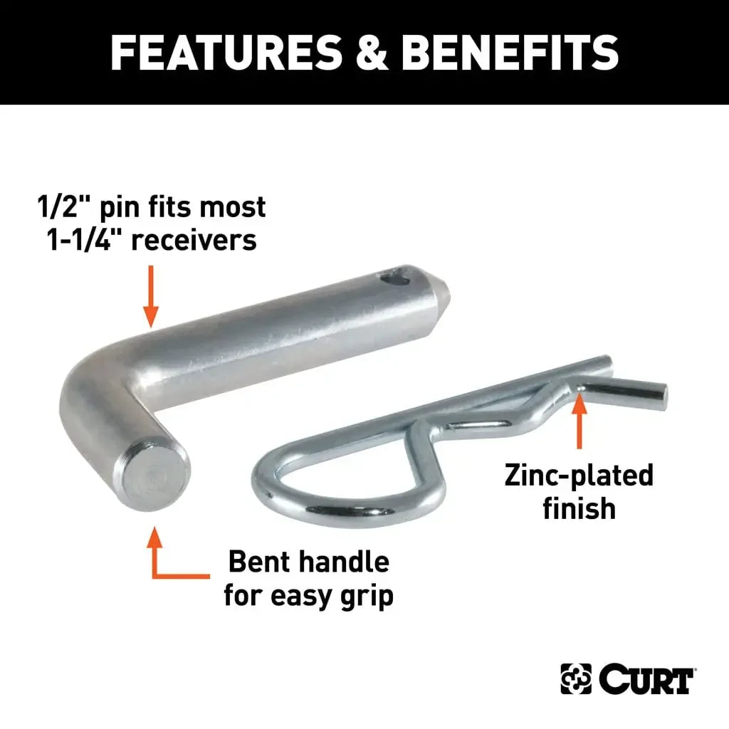 CURT 21401 1/2" Hitch Pin (1-1/4" Receiver, Zinc, Packaged) - View 4