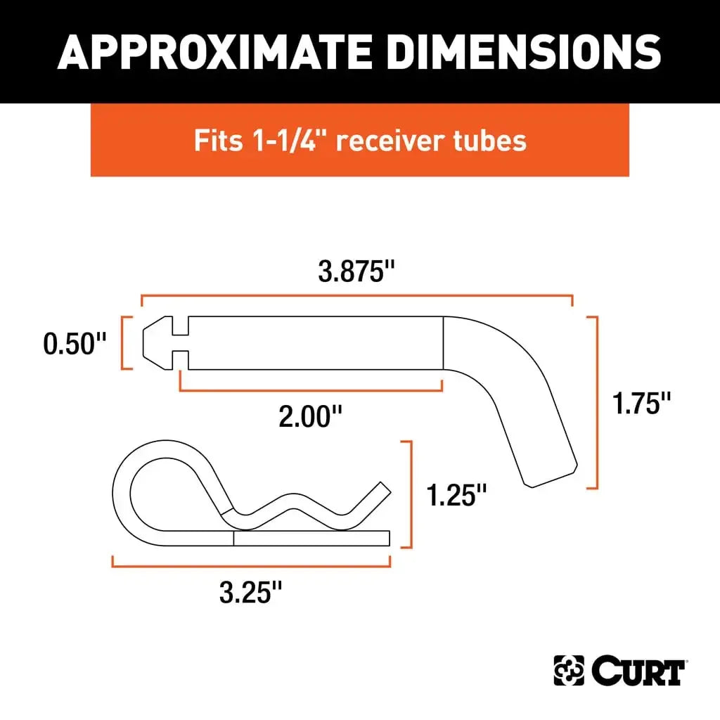 CURT 21404 1/2" Hitch Pin with Groove (1-1/4" Receiver, Zinc, Packaged) - View 3