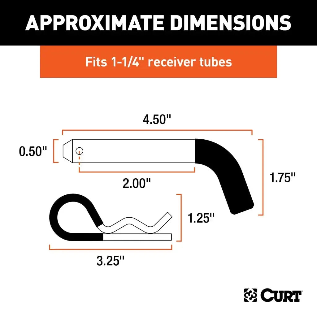 CURT 21411 1/2" Hitch Pin (1-1/4" Receiver, Zinc with Rubber Grip, Packaged) - View 3