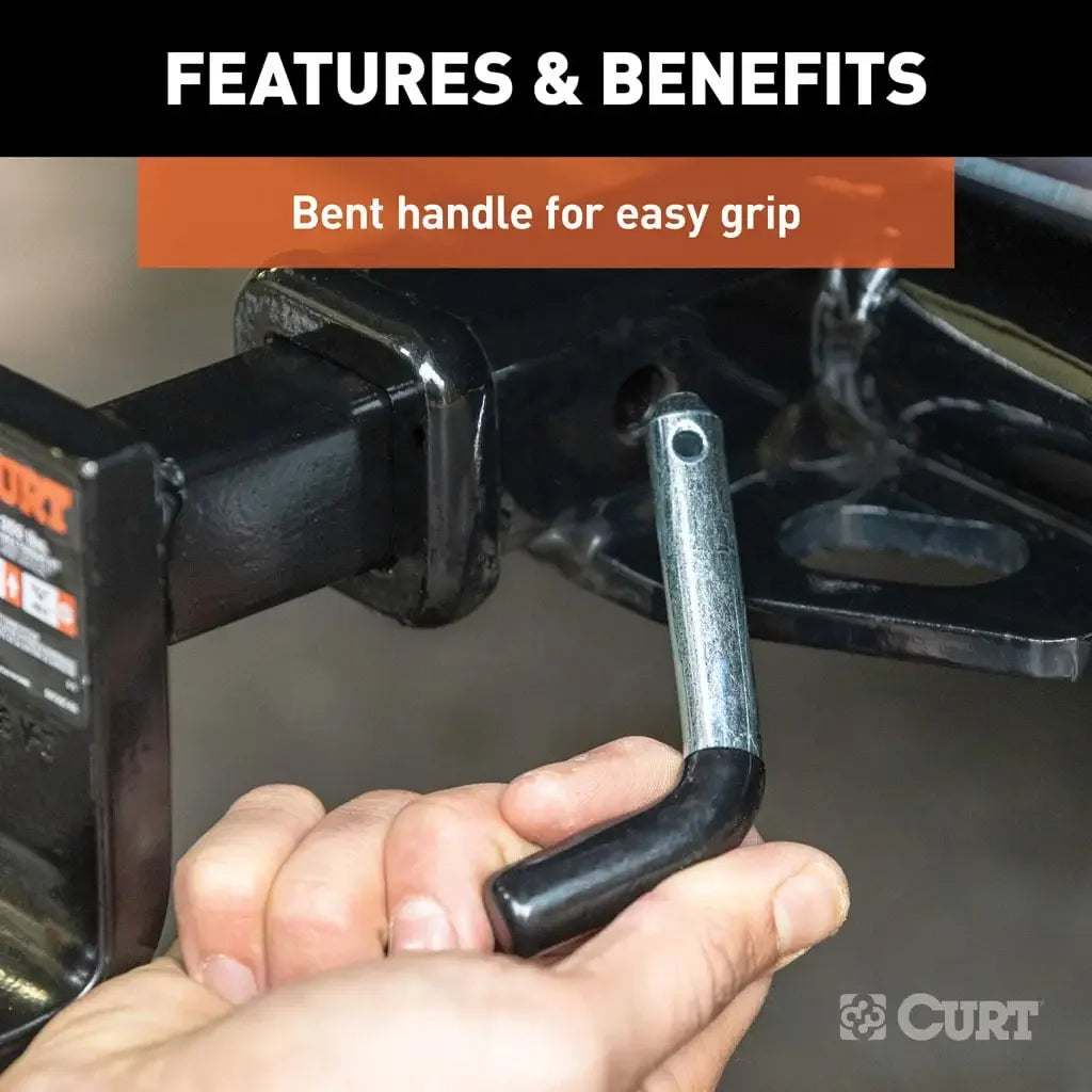 CURT 21411 1/2" Hitch Pin (1-1/4" Receiver, Zinc with Rubber Grip, Packaged) - View 6