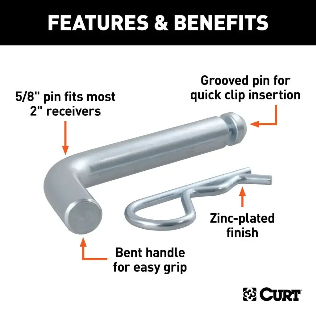 CURT 21504 5/8" Hitch Pin with Groove (2" Receiver, Zinc) - View 3