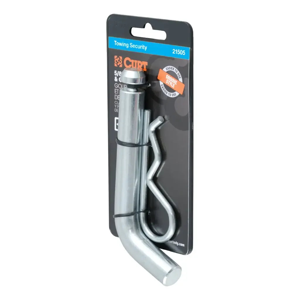 CURT 21505 5/8" Hitch Pin with Groove (2" Receiver, Zinc, Packaged) - View 1