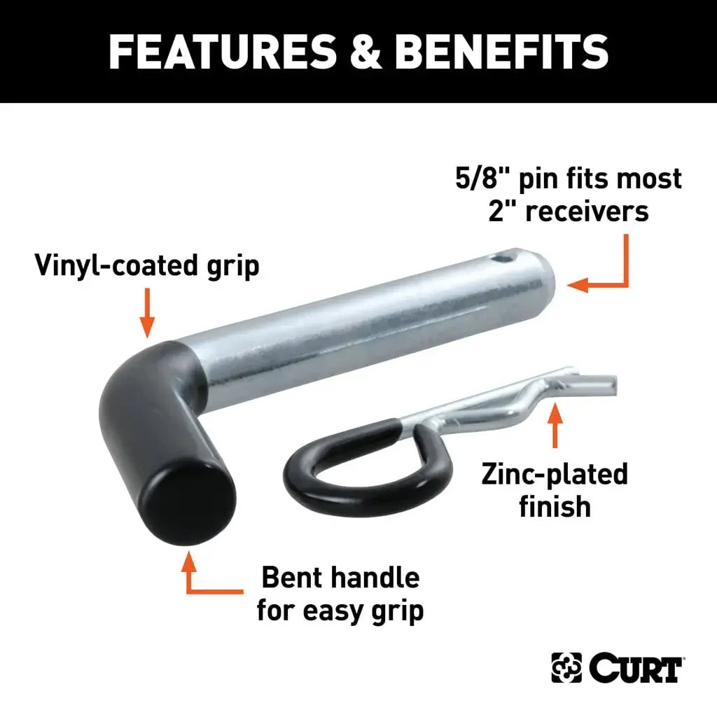 CURT 21510 5/8" Hitch Pin (2" Receiver, Zinc with Rubber Grip) - View 3