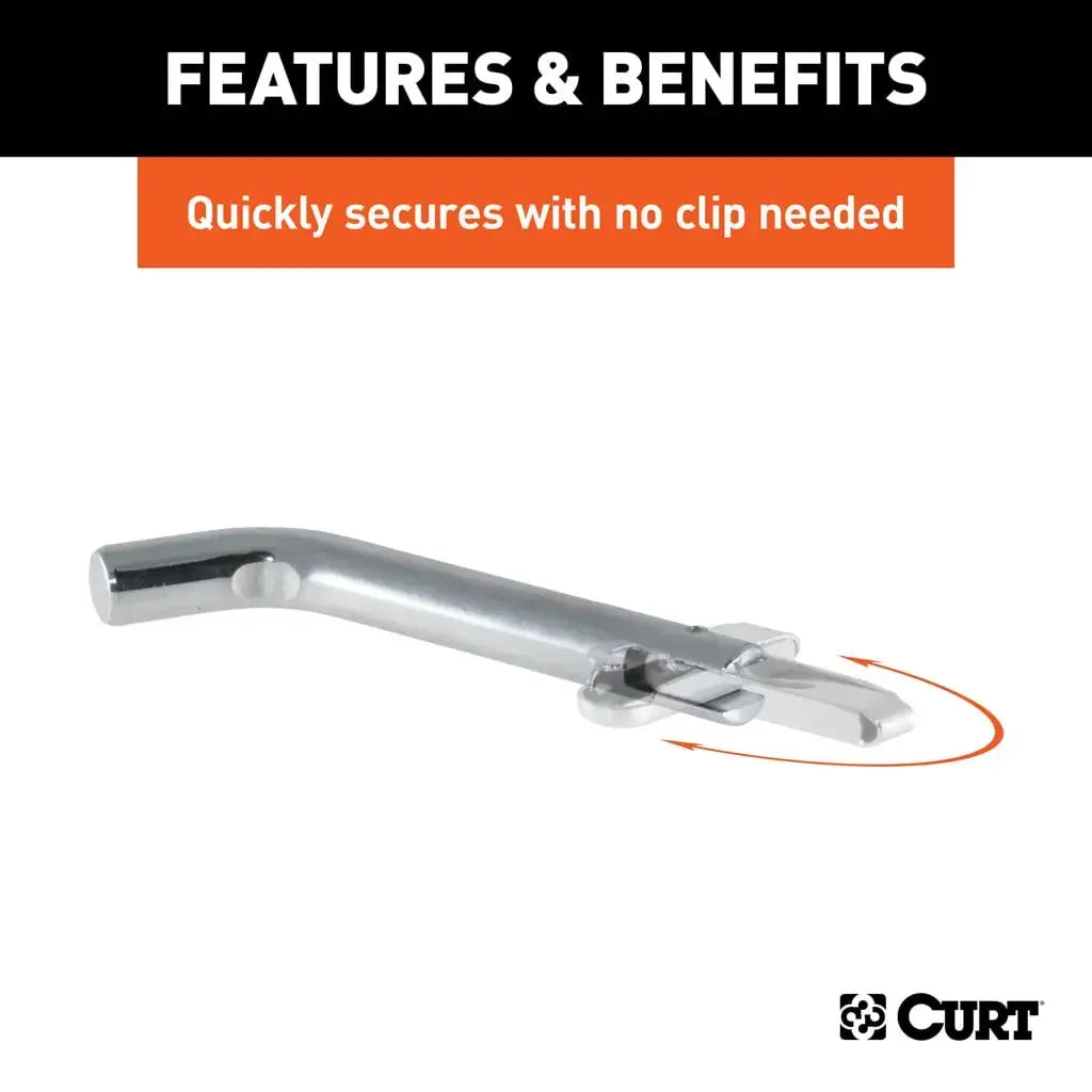 CURT 21541 1/2" Swivel Hitch Pin (1-1/4" Receiver, Chrome, Packaged) - View 5