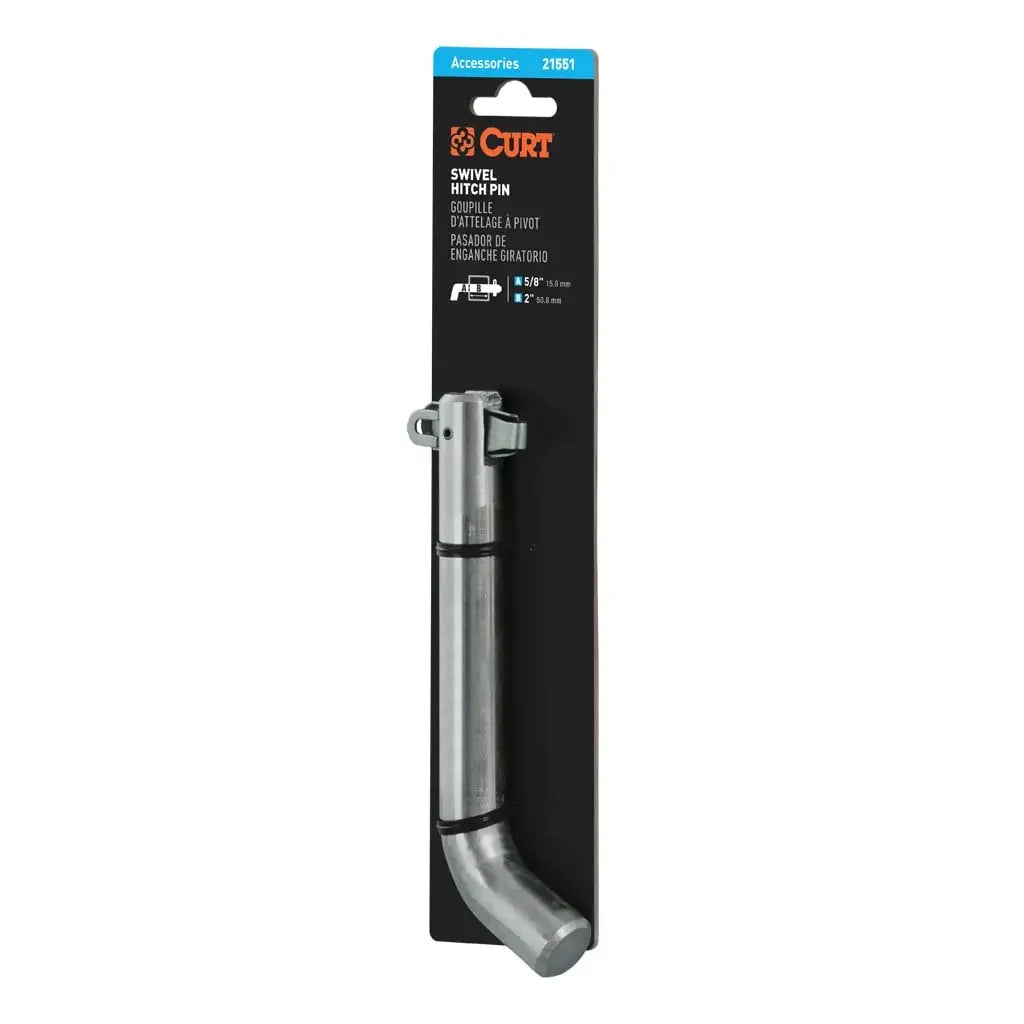 CURT 21551 5/8" Swivel Hitch Pin (2" Receiver, Chrome, Packaged) - View 9