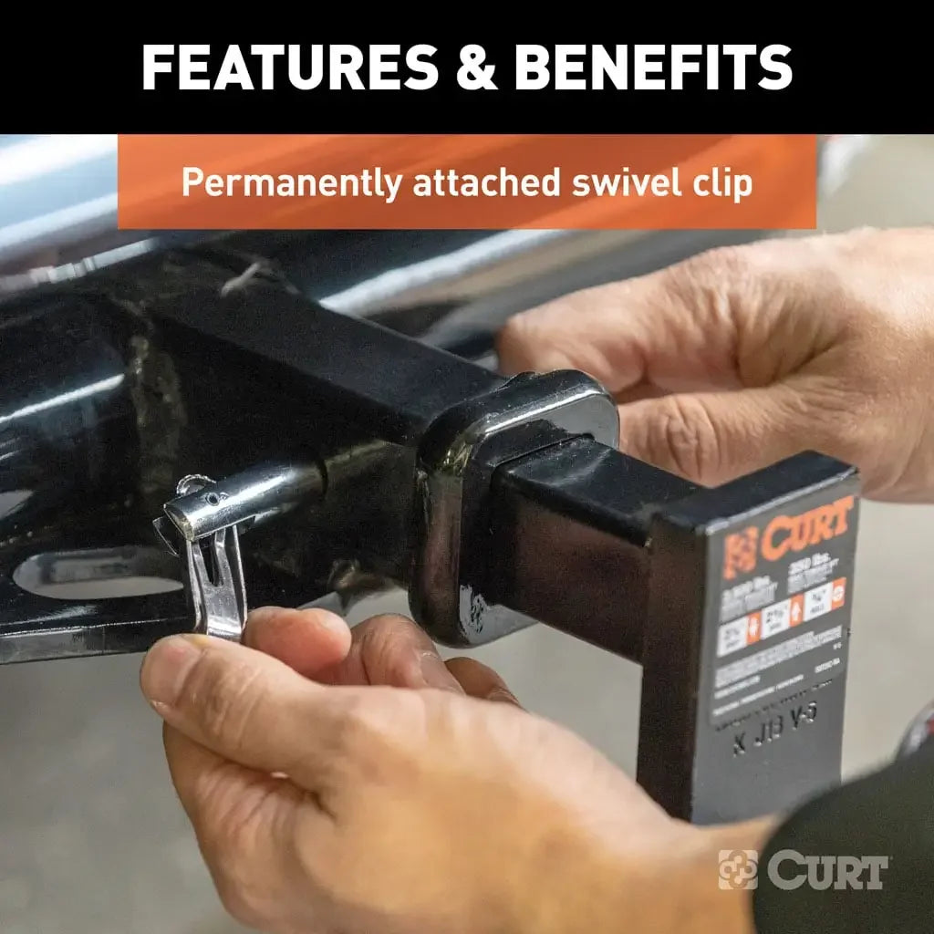 CURT 21561 1/2" Swivel Hitch Pin with 5/8" Adapter (1-1/4" or 2" Receiver, Zinc, Packaged) - View 4