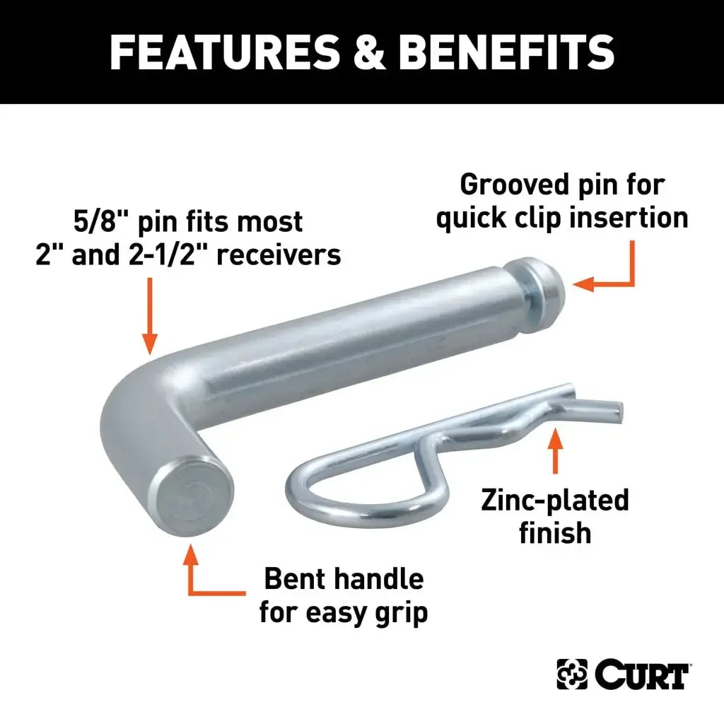 CURT 21582 5/8" Hitch Pin with Groove (2" or 2-1/2" Receiver, Zinc) - View 3