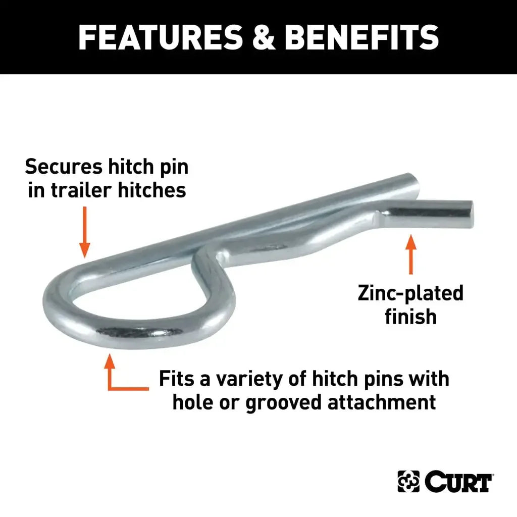 CURT 21600 Hitch Clip (Fits 1/2" or 5/8" Pin, Zinc) - View 3