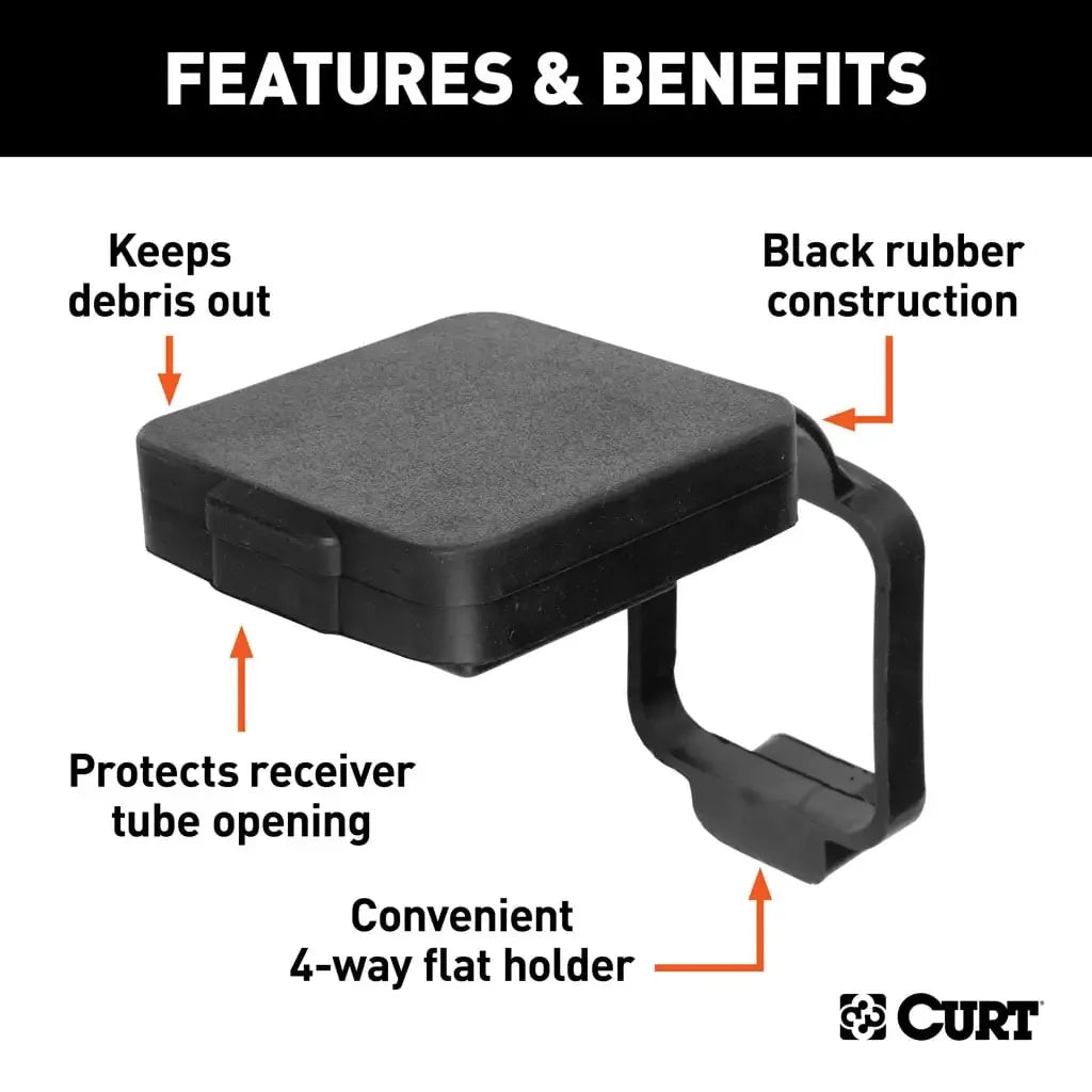 CURT 21728 2" Rubber Hitch Tube Cover with 4-Way Flat Holder (Packaged) - View 4