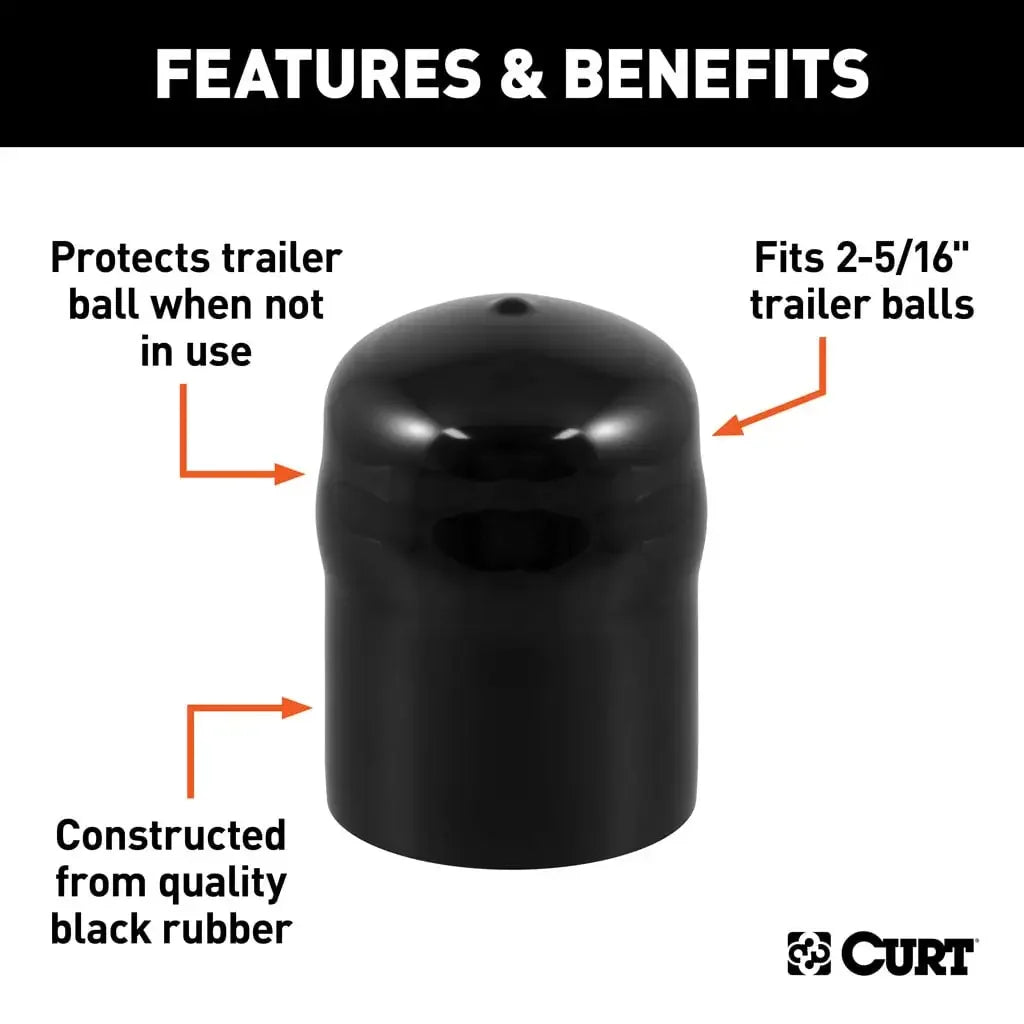 CURT 21810 Trailer Ball Cover (Fits 2-5/16" Balls, Black Rubber) - View 3