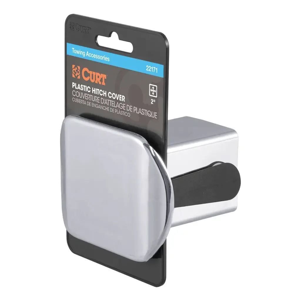 CURT 22171 2" Chrome Plastic Hitch Tube Cover (Packaged) - View 1